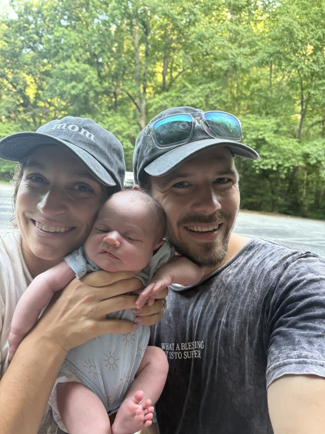 Jeffrey and Emma Draper, owners of Drape the Space, with their newborn